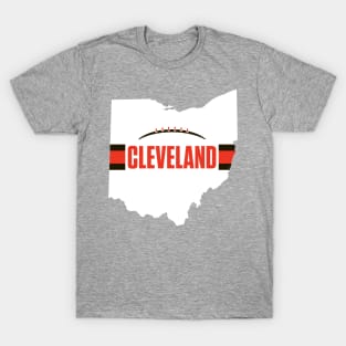 Cleveland Football Ohio Outline White T-Shirt T-Shirt